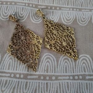 Gold statement earrings costume jewelry